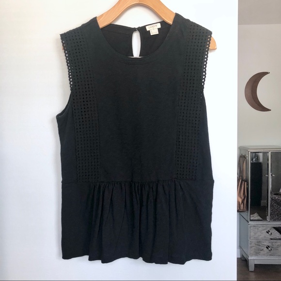 J. Crew Tops - J. Crew Black Peplum Top Black Tank Top
